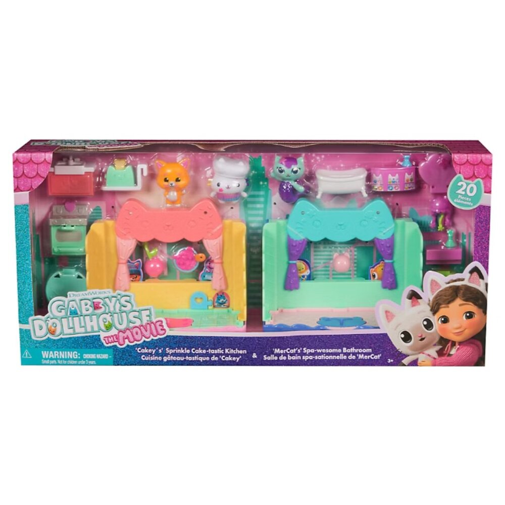 Gabby's Dollhouse The Movie Bundle - Cakey's Kitchen & MerCat Bathroom